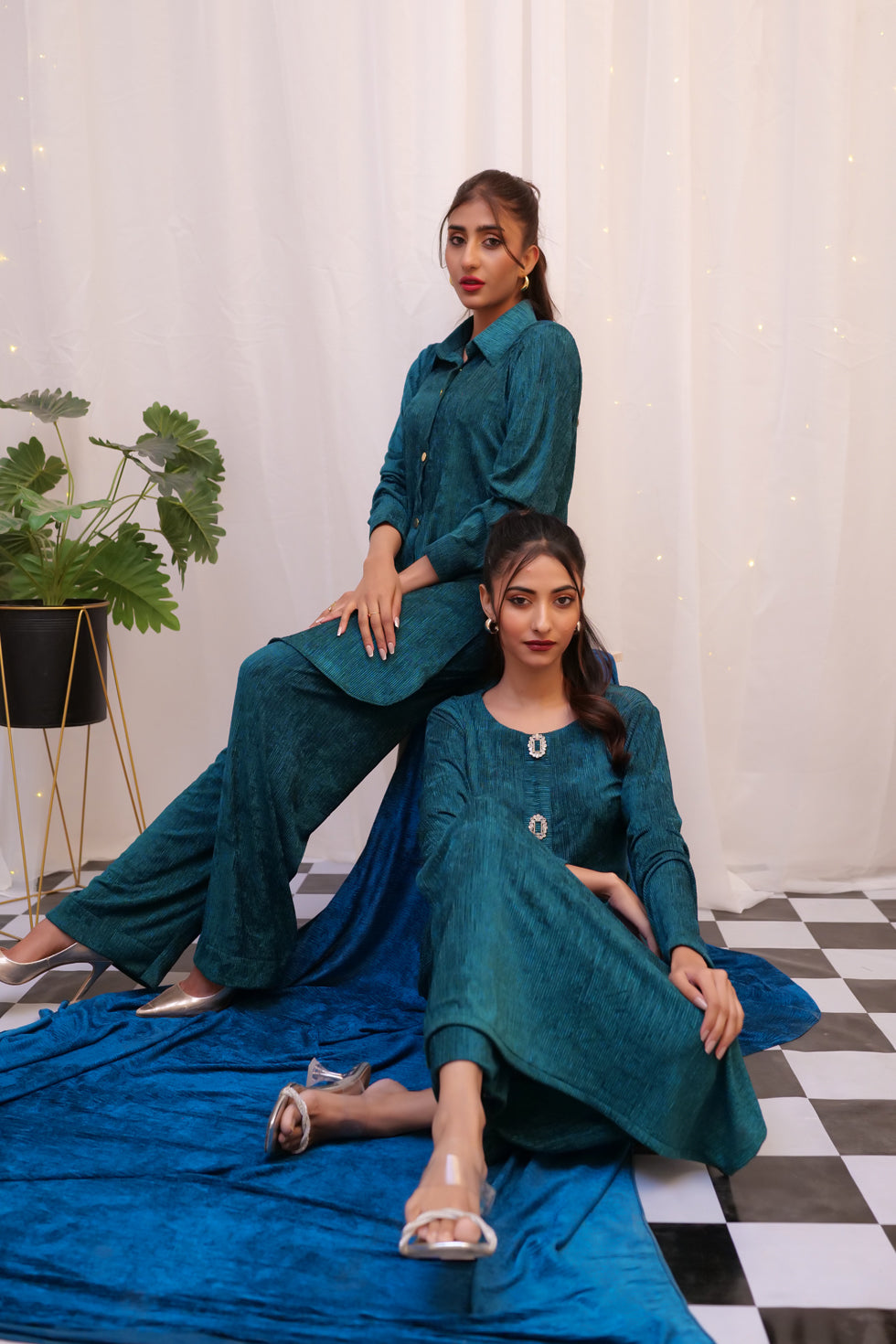 Makhmali Emerald Green Long Co-ord Set